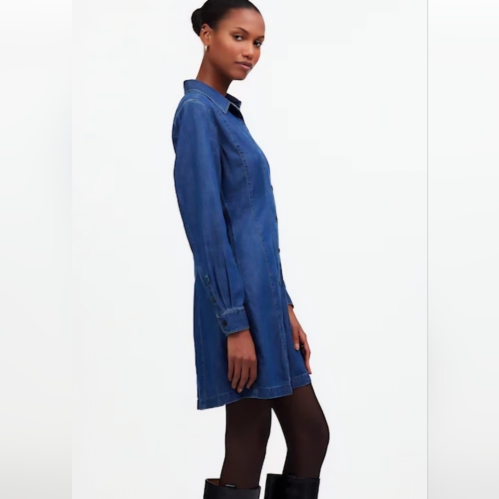 Madewell Dress Womens Long Sleeve Button Up Blue Size Small Whit Pockets - Picture 5 of 16